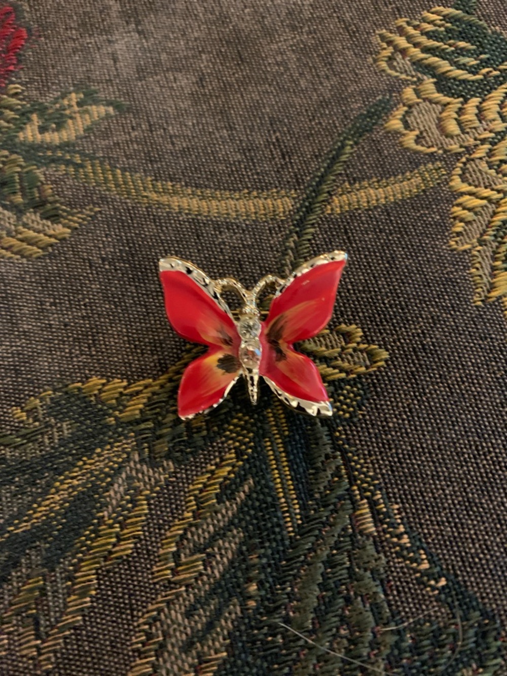 Vintage Red Butterfly Brooch Pin